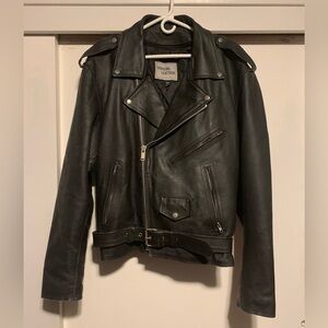 Men’s vintage Genuine black leather, motorcycle jacket size 50